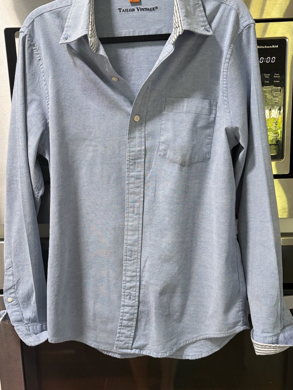 Tailor Vintage Light Blue Chambry Men's Casual Button-Down Shirt M